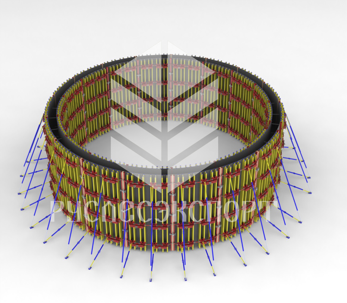Общий вид стальной радиальной опалубки РАДИУС